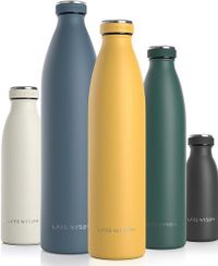 LARS NYSØM Edelstahl Trinkflasche 350ml, 500ml, 750ml, 1L, 1 5 liter | BPA-Frei Thermosflasche Kohlensäure geeignet | Auslaufsichere Wasserflasche für Sport, Outdoor, Schule